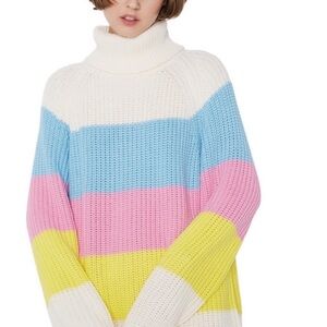 Lazy Oaf Colorful Striped Turtleneck Sweater Sz S